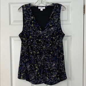 Addition Elle Women's Sleeveless Floral Top - Black and Blue